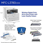 Brother MFCL3780CDW Color All-in-One Laser Printer with 26-Month Plan, HDMI & USB Cables