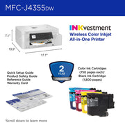 Brother INKvestment MFC-J4355DW All-in-One Printer with 26-Month Plan, HDMI & USB Cables