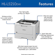 Brother HLL5210DW Business Monochrome Laser Printer
