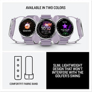 Garmin Approach J1 Silver Aluminum Bezel w/ Lilac Fabric Band +26 Month Protection