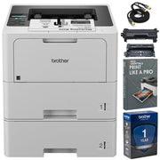 Brother HL-L6210DWT Business Monochrome Laser Printer, White w/ Print Like A Pro Bundle
