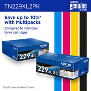 Brother TN229 Genuine High Yield Toner Cartridge, Black (Twin Pack)