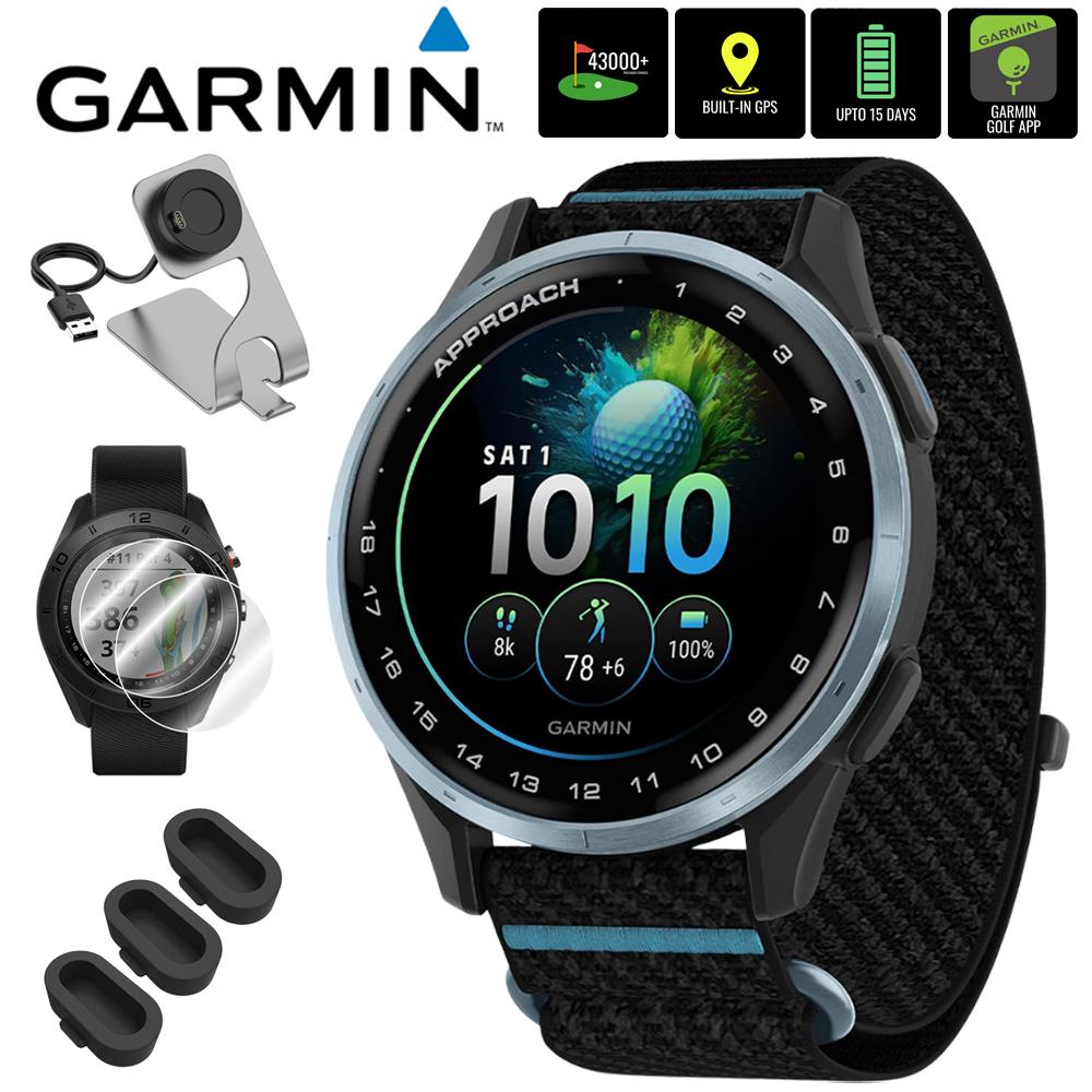 Garmin Approach J1 Cloud Blue Aluminum Bezel w/ Black/Azure Band +Accessories Bundle