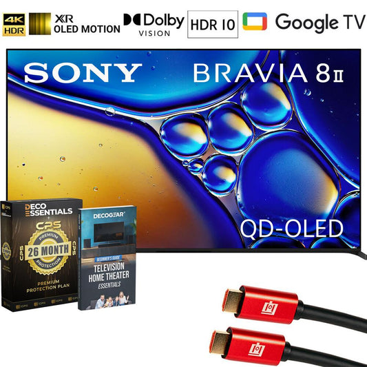 Sony BRAVIA 8 II 55" QD-OLED 4K HDR Google TV (2025) + 26 Month Protection Bundle