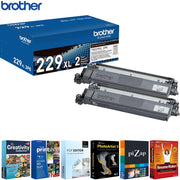 Brother Genuine TN229 High Yield Toner Cartridge Black Twin Pack + Printer Softwares