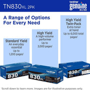 Brother High-Yield Toner Black Twin Pack (2-Pack x2) (3,000 Pages/Cartridge)