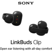 Sony LinkBuds Clip Open-Ear Truly Wireless Earbuds, Black + 1 YR Warranty Bundle