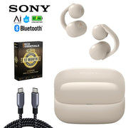 Sony LinkBuds Clip Open-Ear Truly Wireless Earbuds, Greige + 1 YR Warranty Bundle