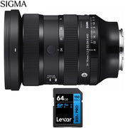 Sigma 24-70mm f/2.8 DG DN II Art Camera Lens (Sony E) with Lexar 64GB Card