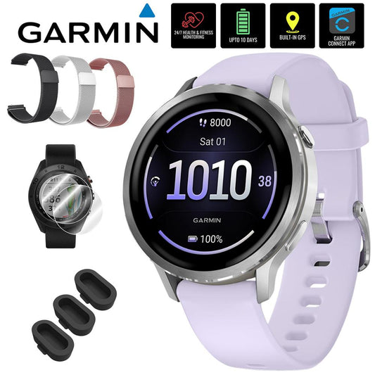 Garmin Venu 4 41mm Health & Fitness GPS Smartwatch, Silver w/ Accessories Bundle