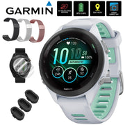 Garmin Forerunner 265S GPS Smartwatch, Whitestone/Neo Tropic w/ Accessories Bundle