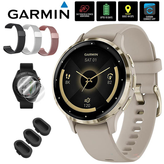 Garmin Venu 3S Health Fitness GPS Smartwatch (41mm) w/ Accessories Bundle