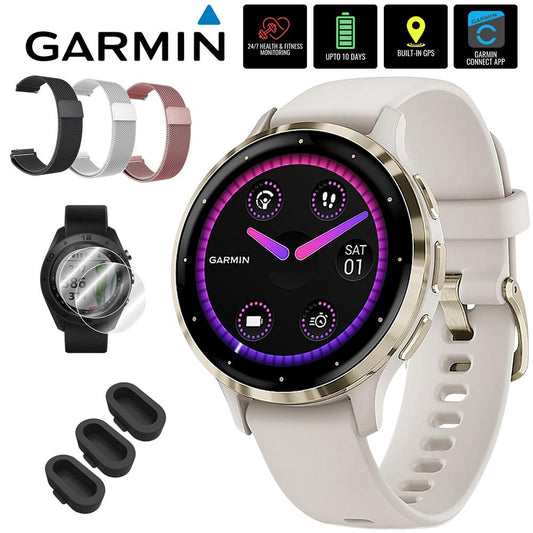 Garmin Venu 3S Health Fitness GPS Smartwatch (41mm) w/ Accessories Bundle
