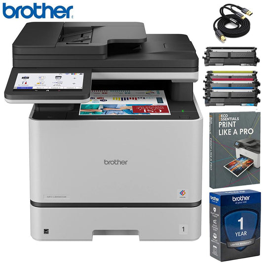 Brother Business Color Laser All-in-One Printer, Duplex w/ Print Like A Pro Bundle