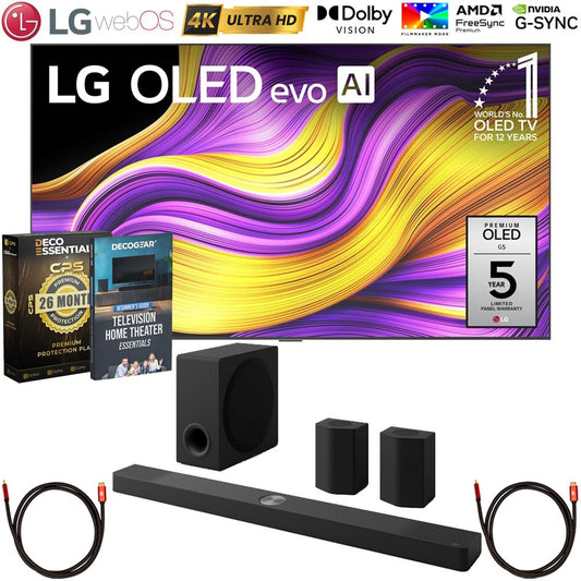 LG 77 Inch G5 Series OLED evo 4K UHD Smart webOS TV with LG Soundbar Bundle