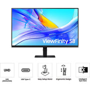 Samsung 37" ViewFinity S8 UHD HDR10 High Res. Monitor Open Box + 1 Year Warranty