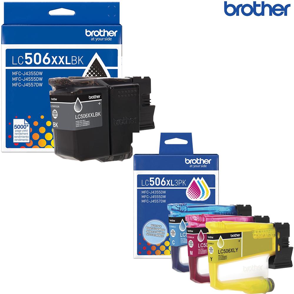 Brother Genuine LC506XXLBKS & LC506XL3PKS Color 3-Pack (CMY) Black & Color Ink