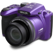 Minolta 20 MP / 1080P FHD Bridge Camera w/ 40x Zoom (Purple) + Bag and 64GB Card