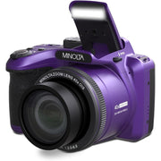 Minolta 20 MP / 1080P FHD Bridge Camera w/ 40x Zoom (Purple) + Bag and 64GB Card