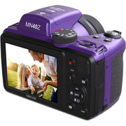 Minolta 20 MP / 1080P FHD Bridge Camera w/ 40x Zoom (Purple) + Bag and 64GB Card