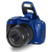 Minolta 64MP Auto Focus Digital Camera Blue with Camera Bag and 64GB Card