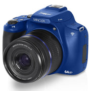Minolta 64MP Auto Focus Digital Camera Blue with Camera Bag and 64GB Card