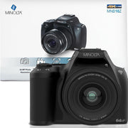 Minolta 64 MP / 4K Bridge Camera Black with Camera Bag and Memory 64GB Card