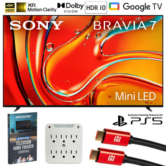 Sony BRAVIA 7 K65XR70 65" 4K QLED Mini-LED TV (2024) w/ Deco Gear Home Theater Guide