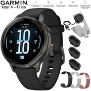 Garmin Venu 4, 41 mm Health & Fitness GPS Smartwatch Slate + Metal Bands Bundle
