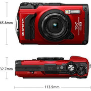 OM SYSTEM Tough TG-7 12MP 4K Underwater Digital Camera (Red) Adventure 64GB Card Bundle