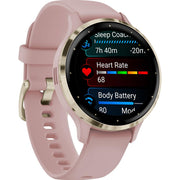 Garmin Venu 3S Health Fitness GPS Smartwatch Gold with Rose Case + Bands Bundle