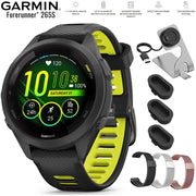 Garmin Forerunner 265S GPS Smartwatch Black/Amp Yellow with Metal Bands Bundle