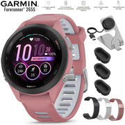 Garmin Forerunner 265S GPS Smartwatch Light Pink/Whitestone + Metal Bands Bundle