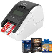 Brother Professional, Ultra Flexible Label Printer with White Paper Label Bundle