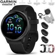 Garmin VIVOACTIVE 6 Health and Fitness GPS Smartwatch Black with Band Bundle