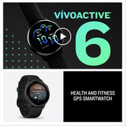 Garmin VIVOACTIVE 6 Health and Fitness GPS Smartwatch Black with Band Bundle