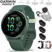 Garmin VIVOACTIVE 6 Health and Fitness GPS Smartwatch Jasper Green + Band Bundle