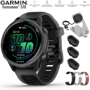 Garmin Forerunner 570 - 42mm GPS Smartwatch Aluminum & Black Band + Band Bundle