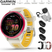 Garmin Forerunner 570 - 42mm GPS Smartwatch Aluminum & Mango Band + Band Bundle