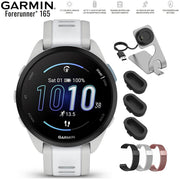 Garmin Forerunner 165 Music Smart Sport Watch Gray + Whitestone with Band Bundle