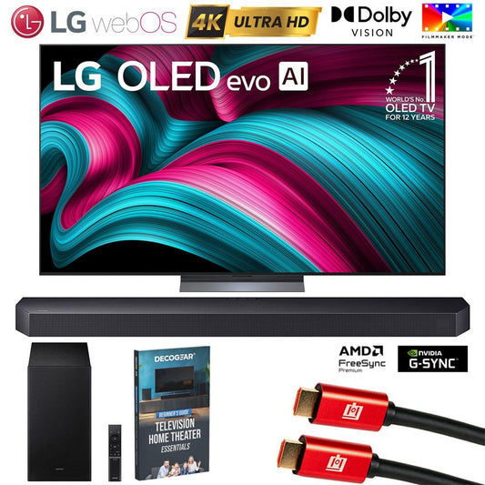 LG 77 Inch C5 OLED evo 4K UHD Smart webOS TV (2025) w/Soundbar +Subwoofer Bundle