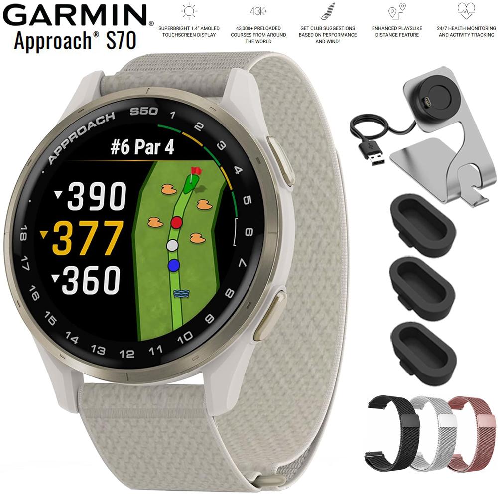 Garmin Approach S50, Advanced Golf GPS Smartwatch AMOLED with 20mm Band Bundle
