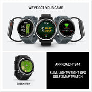 Garmin Approach S44 GPS Golf Smartwatch Silver Aluminum Bezel + 20mm Band Bundle