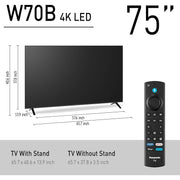 Panasonic W70 Series 75 inch LED 4K Ultra HD Smart Fire TV + Samsung Soundbar Bundle