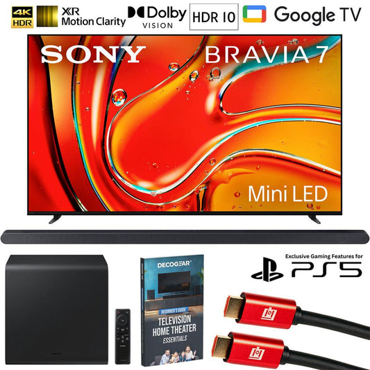 Sony BRAVIA 7 65" 4K HDR QLED Mini-LED TV 2024 Refurbished + HW-S800D Soundbar Bundle