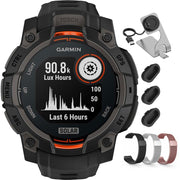 Garmin Instinct 3 - 45 mm GPS Smartwatch, SOLAR + Milanese Band + Charging Dock Bundle