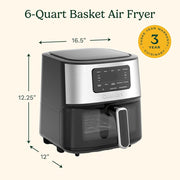 Cuisinart Air Fryer Oven 6-Qt Basket Air Fryer Steel Open Box + 1 Year Warranty