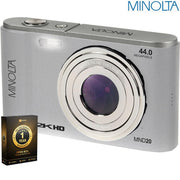 Minolta 44MP / 2.7K Ultra HD Digital Camera Silver Open Box with 1 Year Warranty