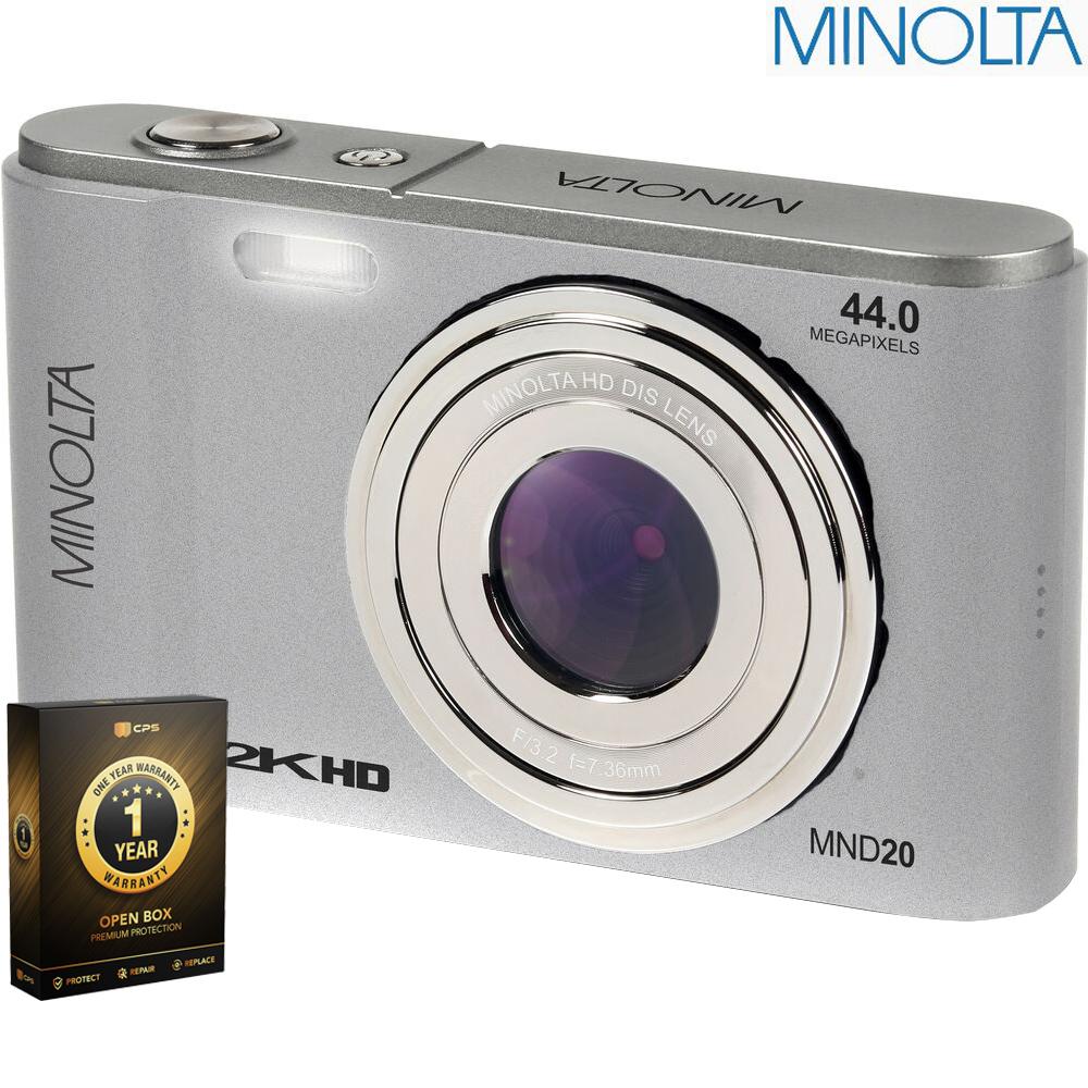 Minolta 44MP / 2.7K Ultra HD Digital Camera Silver Open Box with 1 Year Warranty