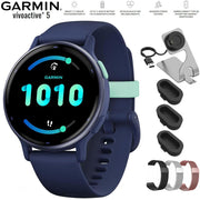Garmin Vivoactive 5 Fitness Smartwatch Navy with 20mm Milanese Band Bundle
